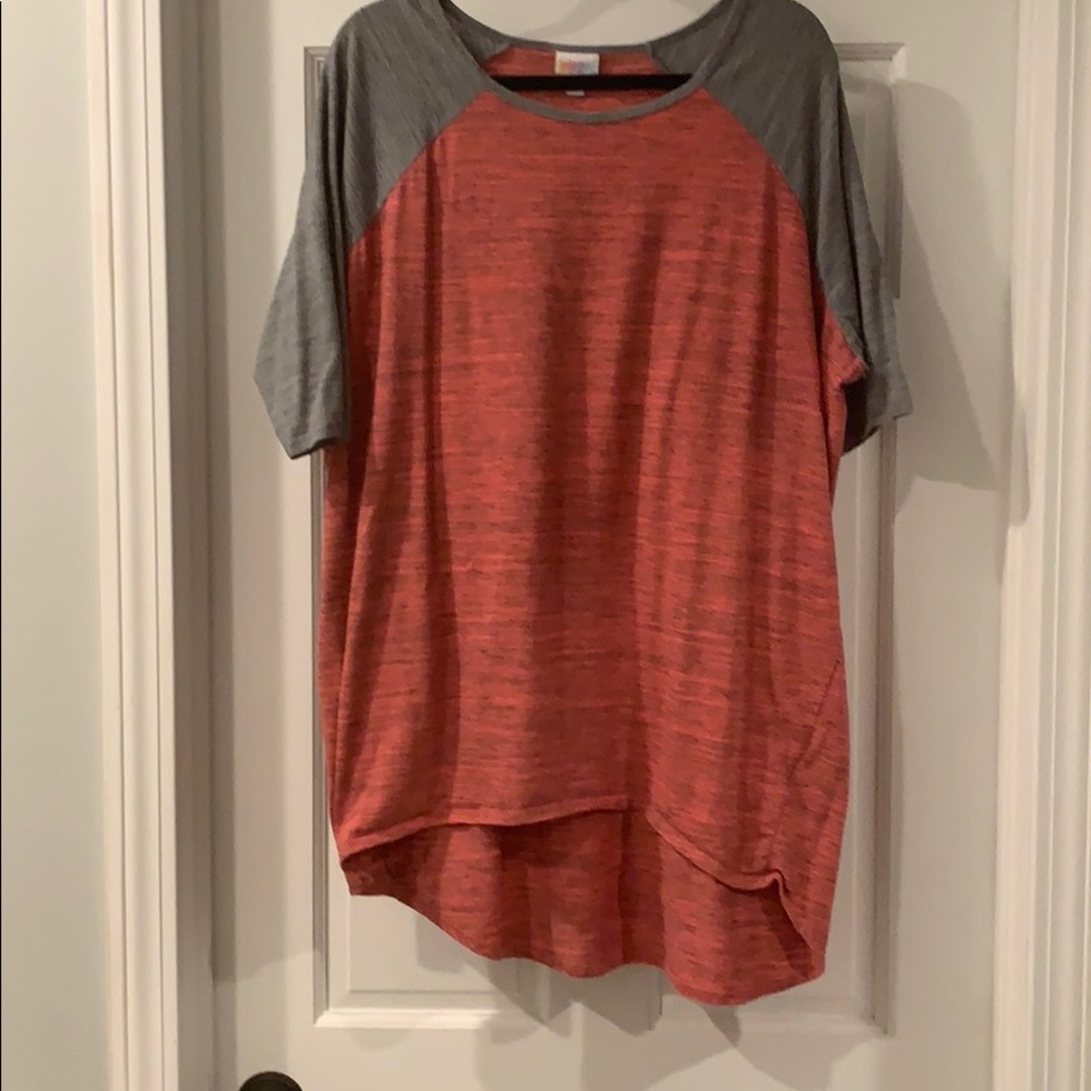 Xl Lularoe Irma hot pink coral and Heathered Gray